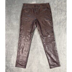 J.jill Women's Size L Tall Faux Leather Stretch Brown Pull On Pants
